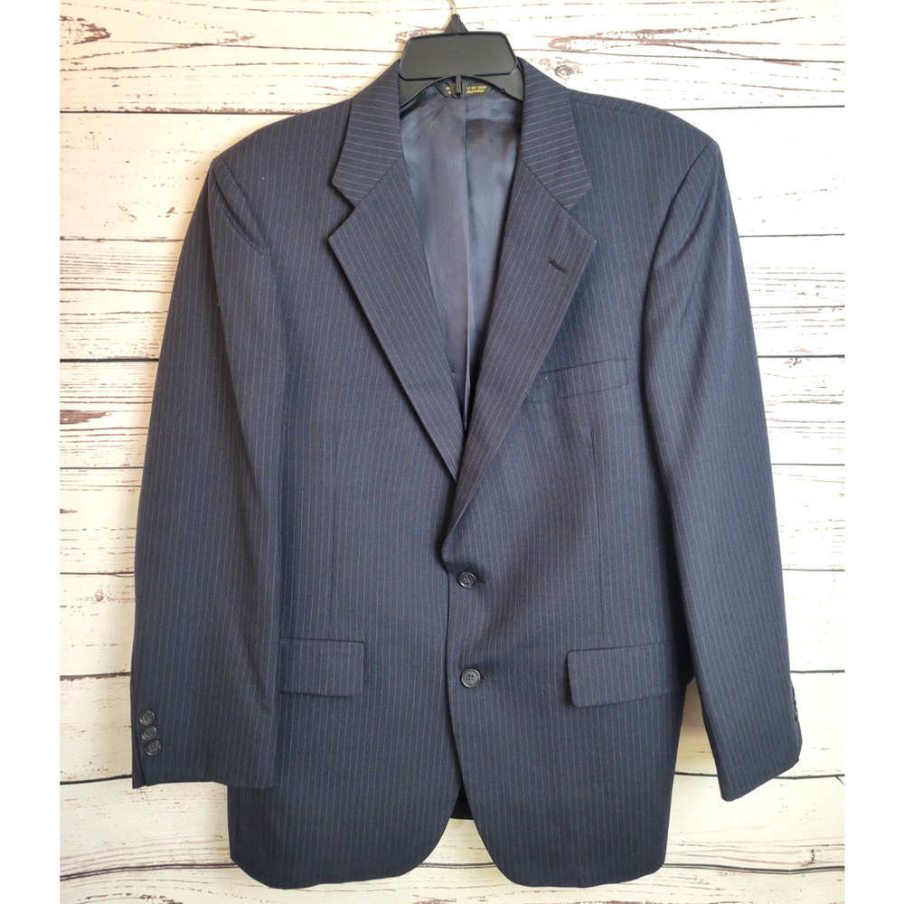 Palm Beach‎ Navy Blue Pinstripe Tailored 2-Button Business Coat Men's Size 46
